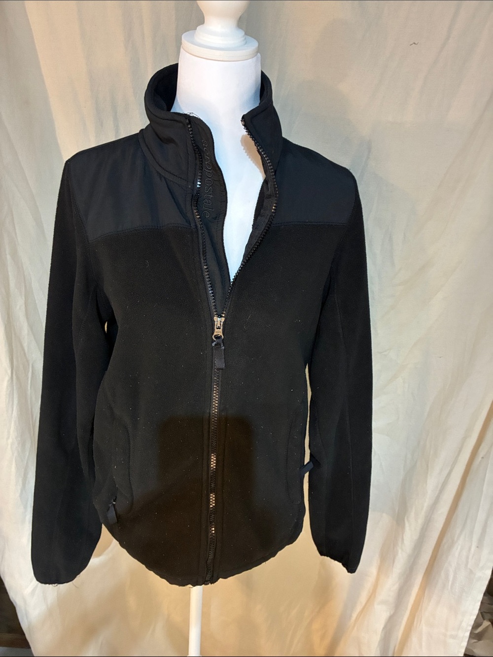 Aeropostale Black Full-Zip Utility Fleece Jacket